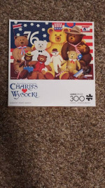 New, sealed Charles Wysocki Patriotic Stuffy Bunch bear jigsaw puzzle