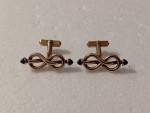 Vintage Swank 10k Gold Filled Knotted Blue Cabochon Tip Cufflinks OBO