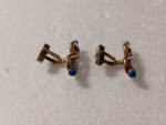 Vintage Swank 10k Gold Filled Knotted Blue Cabochon Tip Cufflinks OBO