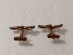 Vintage Swank 10k Gold Filled Knotted Blue Cabochon Tip Cufflinks OBO