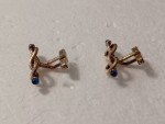 Vintage Swank 10k Gold Filled Knotted Blue Cabochon Tip Cufflinks OBO