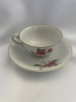 Pink and White Floral Tea Cup and Saucer "Japan"