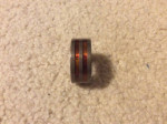 Men's Metal Ring with Brown Inlays, Size 9 - Very Nice!