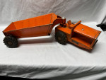 Vintage Structo Tractor With A Bottom Dump Trailer