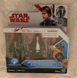 STAR WARS FORCE LINK ACTION FIGURE HAN SOLO & BOBA FETT 2 PACK - NEW