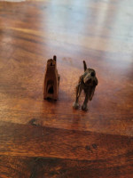2 vintage hand carved one of a kind dogs