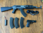 Electric Airsoft AK-47, Spring Airsoft Pistol, Goggles