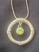 Sterling Silver Bamboo Ring Charm on 18 in Box Chain