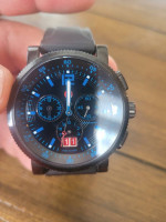 Michele Model MW01K00E0950 "Noir" Black and Blue Chronograph Watch