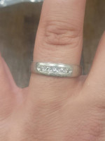 Men's Mid Century 14K White Gold and Diamond Ring. Size 14