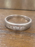 Men's Mid Century 14K White Gold and Diamond Ring. Size 14