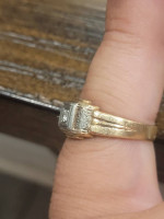 Men's Mid Century 14k Two Tone Yellow/White Gold Diamond Ring. Size 8