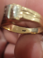 Men's Mid Century 14k Two Tone Yellow/White Gold Diamond Ring. Size 8