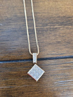 14K "Strong" Box Chain with 14K Princess Cut CZ Pendant