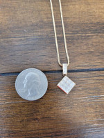 14K "Strong" Box Chain with 14K Princess Cut CZ Pendant