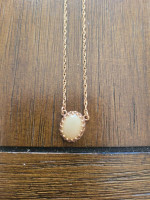 Vintage 14k Yellow Gold Twist Rope Chain with Fixed Opal Pendant