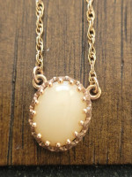 Vintage 14k Yellow Gold Twist Rope Chain with Fixed Opal Pendant