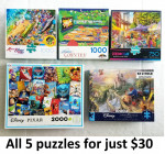 Set of 5 jigsaw puzzles