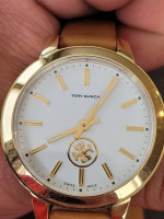 Tory Burch Model TB1214 "Collins" Brown Leather Luggage Band Watch