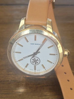 Tory Burch Model TB1214 "Collins" Brown Leather Luggage Band Watch
