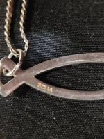 Sterling Silver Christian Fish Pendant on 16in Fancy Flat Chain