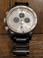 Nixon "48-20" Chronograph Watch. Men's. Model A486-180. Black/Silver