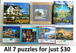 Set of 7 jigsaw puzzles (500-1000 pieces)
