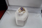 14K GOLD AMETHYST PEAR and DIAMOND CUSTOM MADE RING ESTATE SALE Sz 6.5