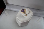14K GOLD AMETHYST PEAR and DIAMOND CUSTOM MADE RING ESTATE SALE Sz 6.5