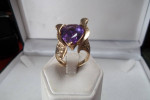 14K SOLID GOLD HUGE AMETHYST PEAR NUGGET RING LOCAL ESTATE SALE NICE!