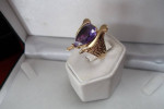 14K SOLID GOLD HUGE AMETHYST PEAR NUGGET RING LOCAL ESTATE SALE NICE!