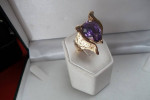 14K SOLID GOLD HUGE AMETHYST PEAR NUGGET RING LOCAL ESTATE SALE NICE!