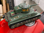 Pressed tin M-4 Sherman tank toy