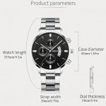 Geneva Men's Stainless Steel Quartz Business Fashion Watch, Black, NEW
