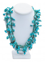 Handcrafted Multi-Strand Necklace (Turquoise Chips/Czech Glass Beads)
