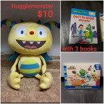 Disney cuddly Hugglemonster and Books