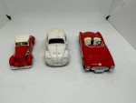 5 Diecast Car Toys: VW Bug, Cord, Corvette, Ford Fusion Race Cars