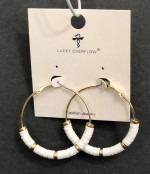 NEW Boho Hoop Vinyl Disc Bead Earrings
