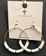 NEW Boho Hoop Vinyl Disc Bead Earrings