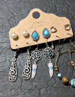 Six Pair Boho Dangle/Drop Earrings NEW