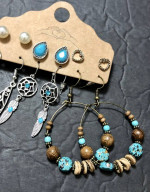Six Pair Boho Dangle/Drop Earrings NEW