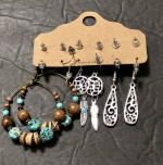 Six Pair Boho Dangle/Drop Earrings NEW