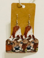 NEW Western Cowgirl Boho Cow Theme Faux Leather Dangle Earrings