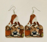 NEW Western Cowgirl Boho Cow Theme Faux Leather Dangle Earrings