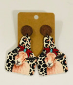 NEW Western Cowgirl Boho Goat Leather Wooden Post Dangle Earrings