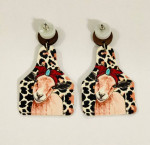 NEW Western Cowgirl Boho Goat Leather Wooden Post Dangle Earrings