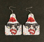 NEW Western Cowgirl Boho Cow Christmas Theme Faux Leather Dangle Earri