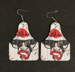 NEW Western Cowgirl Boho Cow Christmas Theme Faux Leather Dangle Earri