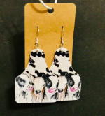 NEW Western Cowgirl Boho Cow Theme Faux Leather Dangle Earrings