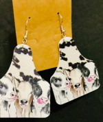 NEW Western Cowgirl Boho Cow Theme Faux Leather Dangle Earrings